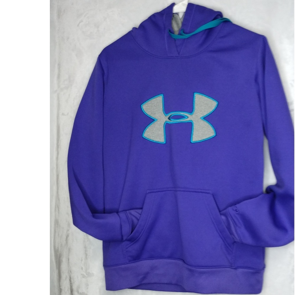 Under Armour UA Storm Hoodie Pullover Activewear Purple with blue  Trim Small‎